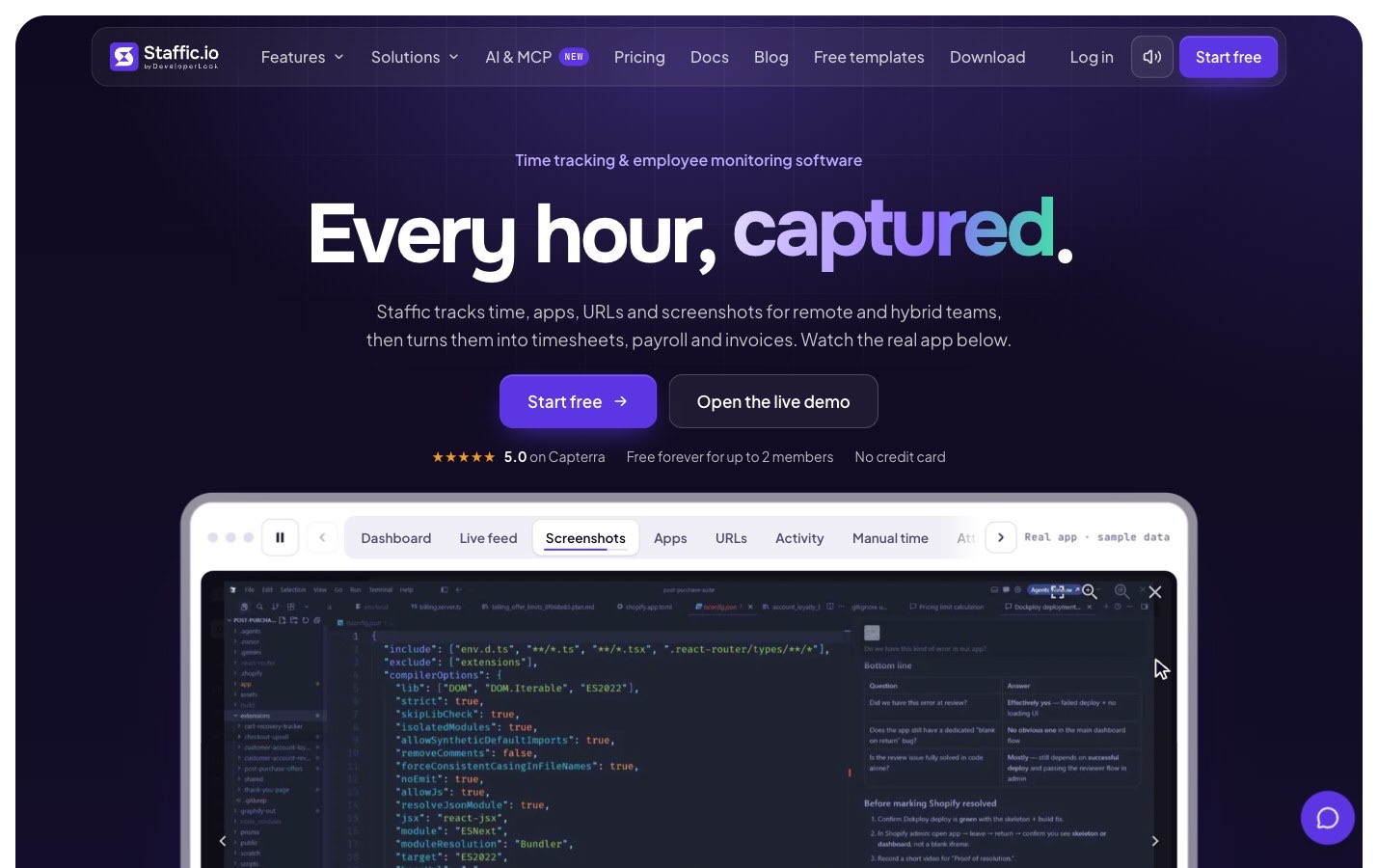 The Staffic website home page
